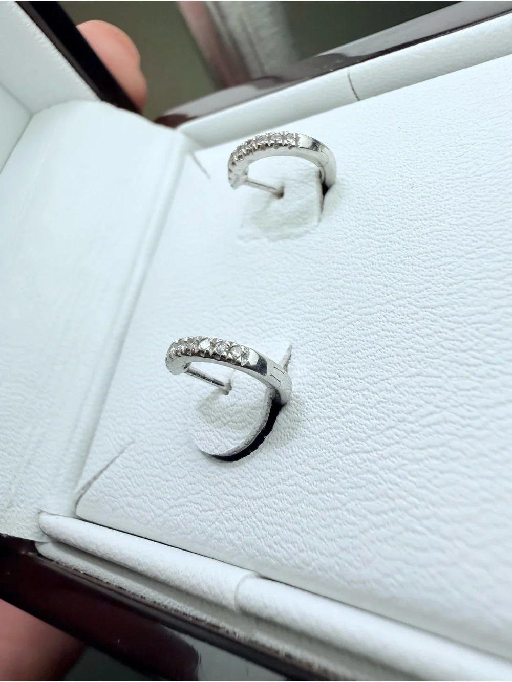 Lee Michael’s Fine Jewelry 14k White Gold Pavé Natural Diamond Huggie Earrings